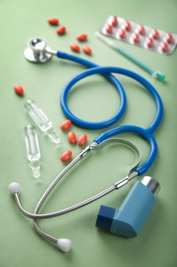 stethoscope and pills